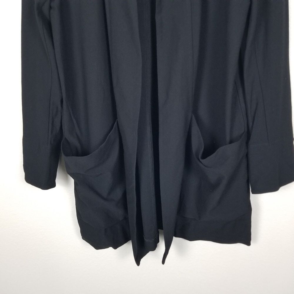 Eileen Fisher Black Viscose Blend Ponte Jersey Minimalist Longline Cardigan Sz M - Picture 10 of 14